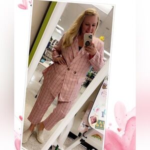 SHEIN Women's Pink Checkered Suit Set